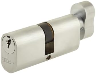 Oval Profile Cylinder & Turn – Key and Thumbturn Lock Barrel for Mortice Locks – Suitable for Timber Doors in Homes & Offices (Satin Chrome, 70mm)