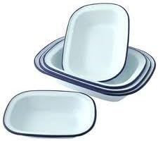 Falcon Enamel Bakeware Set of 6 Oblong Pie Dishes - 2 x 18cm, 2 x 20cm, 2 x 24cm