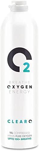 ClearO2 15L Oxygen Can | Pure Breathing Oxygen in a Lightweight Aluminium Canister | Made in Britain (Replacement Can, 15 l (Pack of 1))