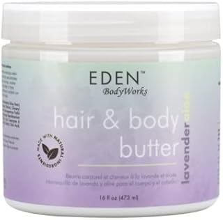 EDEN BodyWorks Lavender Aloe Hair + Body Butter (16 oz) - Natural Moisturizer - Hydrate, Calm and Soothe Hair & Skin