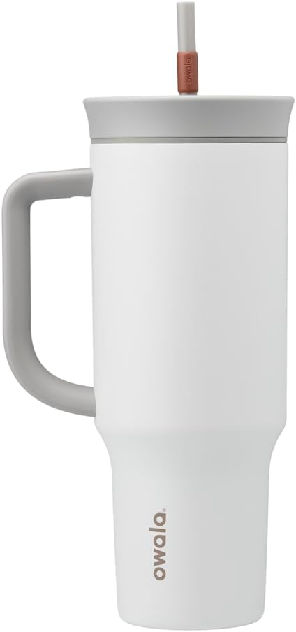 Owala Stainless Steel Triple Layer Insulated Travel Tumbler with Spill-Resistant Lid, Straw, and Carry Handle, 1185ml, Gray (Iced Tea)