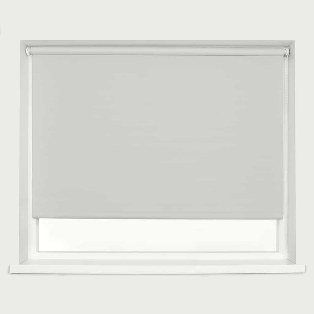 Grey Blackout Roller Blind Metal Fittings Trimmable UV Protection Thermal Properties Premium Fabric Home Office Bedroom Kids Room Child Safe Easy Fit Grey 60cm Width x 160cm Drop