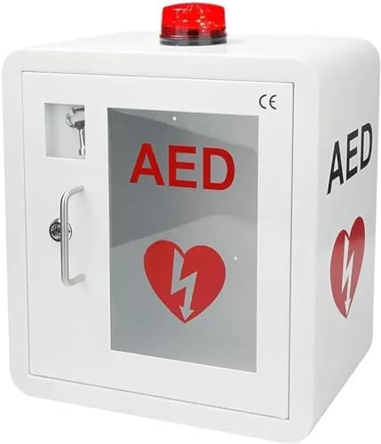 AED Defibrillator Cabinet - Wall-Mounted with Light & Alarm | ANSI/AHA Compliant | Shatter-Resistant | for Public Access, Offices, Nursing Homes
