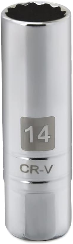 14mm Thin Wall Magnetic Spark Plug Socket 3/8 Inch Drive 12-Point Spark Plug Socket Compatible with Motorcycle, Car, SUV, BMW, Nissan, Mini, Mercedes