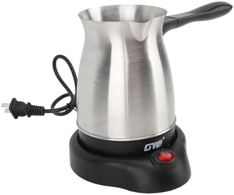 Sanpyl Turkish Coffee Pot, Stainless Steel Arabic, Greek & Turkish Electric Coffee Maker Machine Pot, 600ml Coffee Tea Warmer Kettle with Removable Anti Scald Handle Cordless Base for Home & Travel