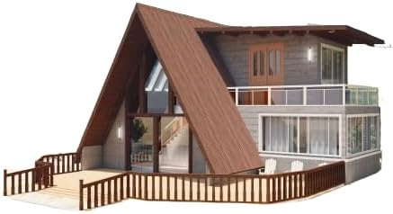 Generic A-Frame Cabin Plans with Loft Mezzanine - 931 sqft, Rustic Style, Painted Finish