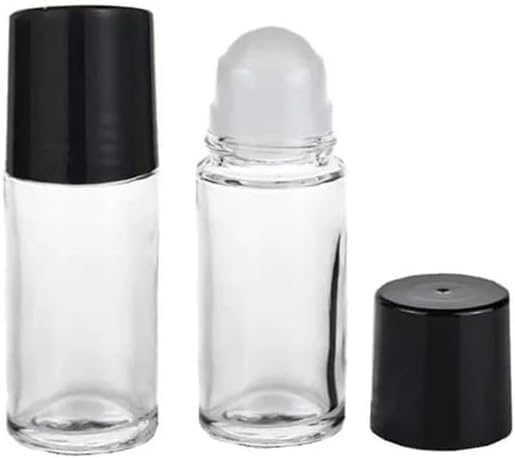 2Pcs Black Clear Empty Glass Essential Oil Roller Bottles Vials Containers Refillable Roll-on Bottles with Refillable Containers Tools and Accessories (30ML)