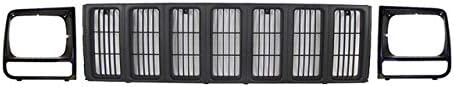 Bundle For 1997-2001 CHEROKEE SE/SPORT MODEL GRILLE HEADLIGHT DOOR BEZEL PRIMED BLACK 3PCS CH2512157 CH2513157 CH1200208