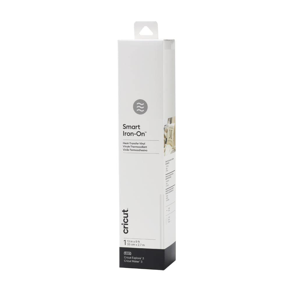 Cricut Smart Iron On, White - 9ft Roll (13'x108') Heat Transfer Vinyl for Maker & Explore Machines- Matless Cutting for Long cuts up to 12ft