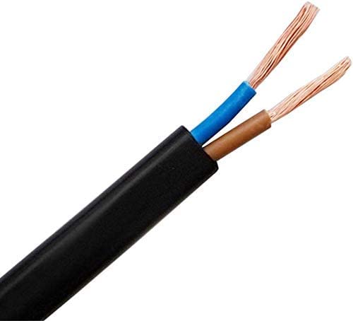 Mr.Gadget's Solutions Electrical Wire / 2 Core Black PVC Mains Electrical Cable Copper Wire High Temperature Resistance 2 Core 0.75 mm² Power Twin - 5 Metre Cut Length Flexible Pond Cable