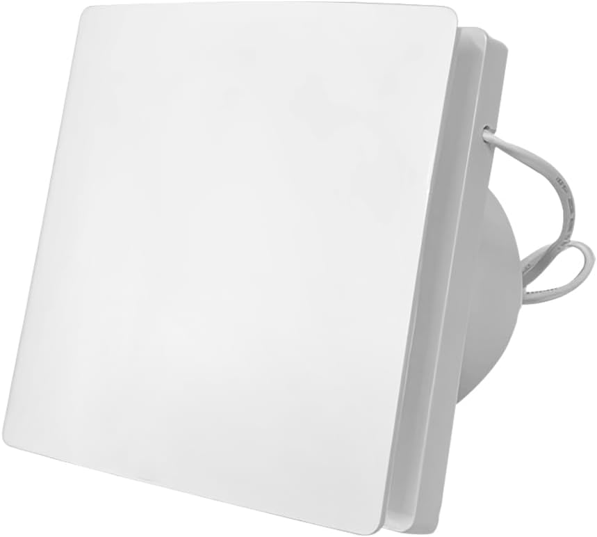 XPJBKC Bathroom Extractor Fan, 4” 100mm White Square Extractor Fan, High Airflow Silent Bathroom Fan, Wall Window Mounted Ventilation Fan for Kitchen, Toilet