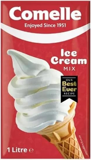 Comelle Ice Cream Mix Vanilla Soft Serve | Instant Ready to Freeze | UHT | Long Life Dairy Skimmed Milk | Sundea Mousse Dessert Shake | (With Lucky Boy Greetings Card) (1Pack)