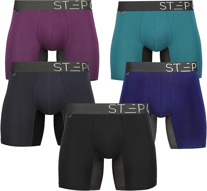 STEP ONE Mens Boxer Briefs, Underwear for Men Pack of 5, Anti Chafing Mens Underwear, Comfortable Moisture-Wicking Boxers