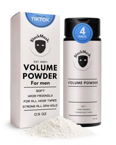 BlackMask Instant Hair Texture Powder for Men, Strong All-Day Hold, 4 Pack