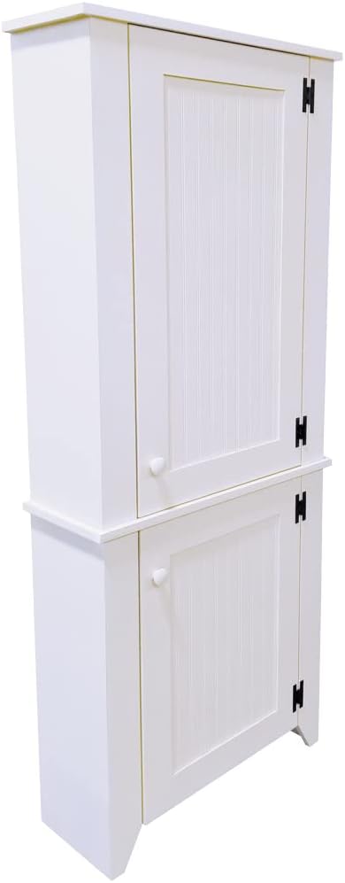 2 Piece Kitchen Pantry Cabinet (Solid Cottage White)
