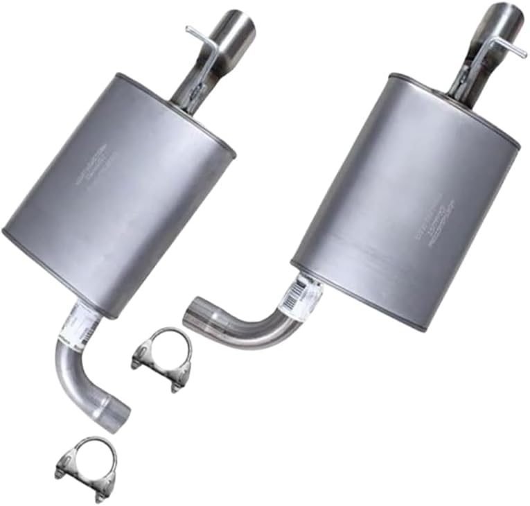 Northeastern Exhaust | Stainless Steel Passenger and Driver Side Mufflers Exhaust System Kit Compatible for Ford Explorer 2011-2017 3.5L | Free Clamps Included | Automotive Replacement Part