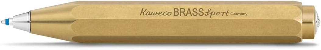 Kaweco BRASS SPORT Ball Pen I Retractable Ballpoint Pen with Standard D1 Refills in a nostalgic Tin Box I Metal Ball Pen 10.5 cm