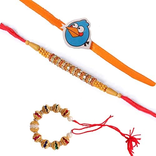 Designer Bhaiya Bhabhi and Kids Rakhi Set