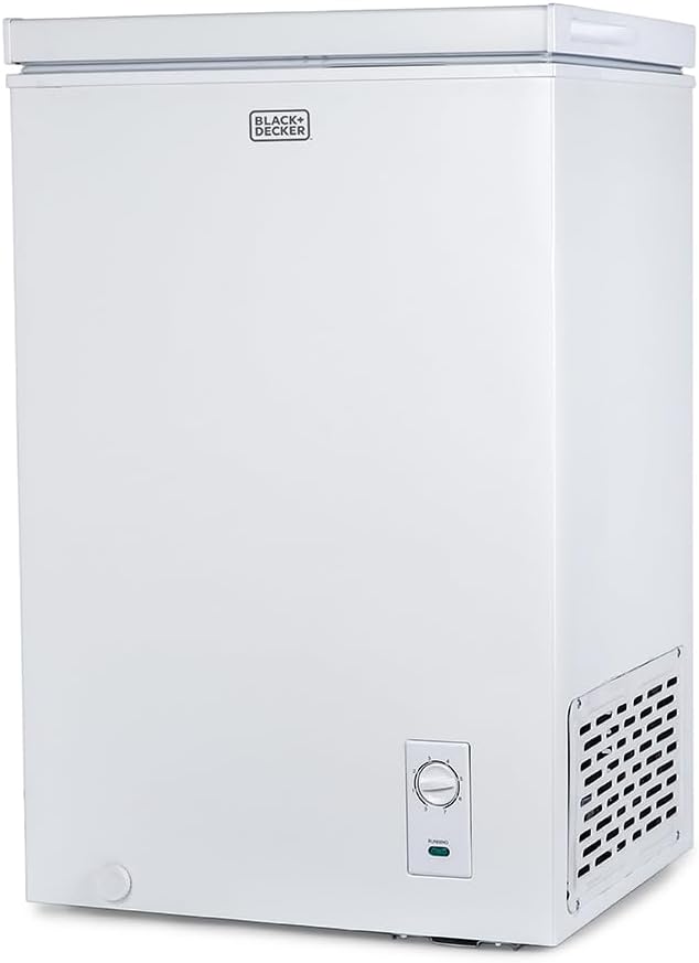 BLACK+DECKER 2.0 Cu. Ft. Compact Chest Freezer, BCFK206, White | Deep Freezer Holds Up To 70 Lbs. of Frozen Food, Removable Storage Basket, Mechanical Temperature Control, Manual Defrost