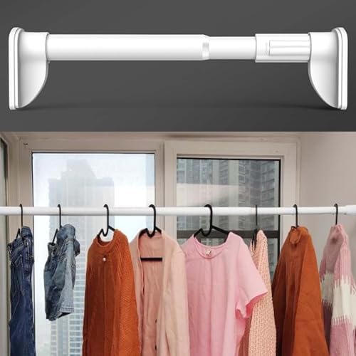 Shower Curtain Rod Adjustable Corner for Bathroom Bathtub Clothing Store,Adjustable Closet Rod No Drill Clothes Hanger Bathroom & Locker nizer Metal Shower Curtain Rod Versatile Garment Stor