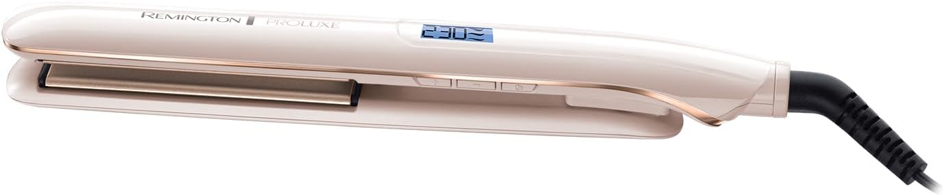 Remington Proluxe Ceramic Hair Straightener with Intelligent OPTIheat technology for heat where it matters - Pro+ setting at 185°C for healthier styling, 9 variable settings 150-230°C, S9100