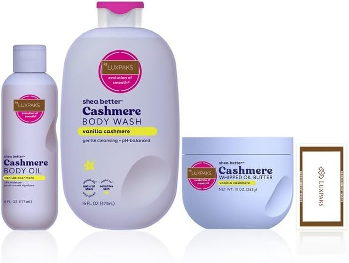 Skincare Set: E.O.S. Vanilla Cashmere Body Care Trio + LUXPAKS Wipe