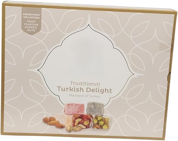 Traditional Turkish Delight Assortment Fruit Flavours & Mixed Nuts Collection 450g pack Ideal for christmas