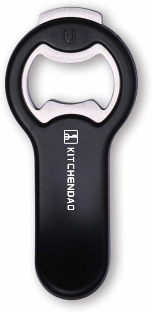KITCHENDAO 2 in 1 Magnetic Beer Bottle Opener for Fridge and RV with Cap Catcher - Pop Can Soda Can Opener, Stick to Refrigerator for Easy Storage with Magnet, Gift for Men Husband Father-1 Pack