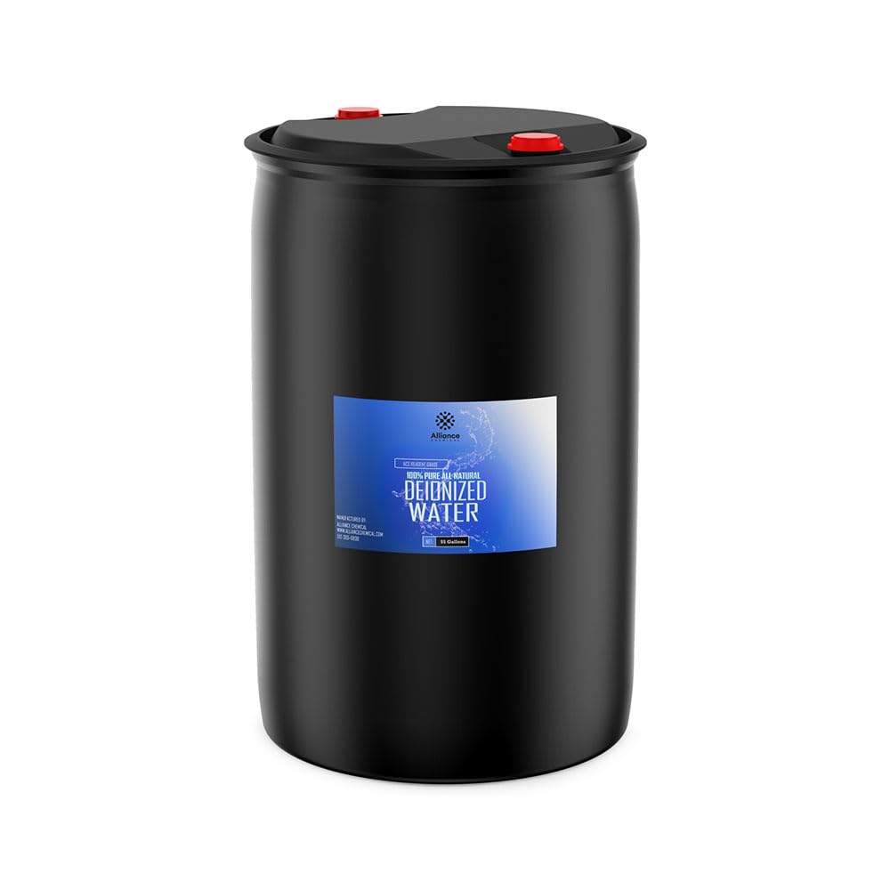 Alliance Chemical Deionized Water - 55 Gallon Drum - Deionized Water for Batteries, Laboratory, Industrial, and Scientific Use
