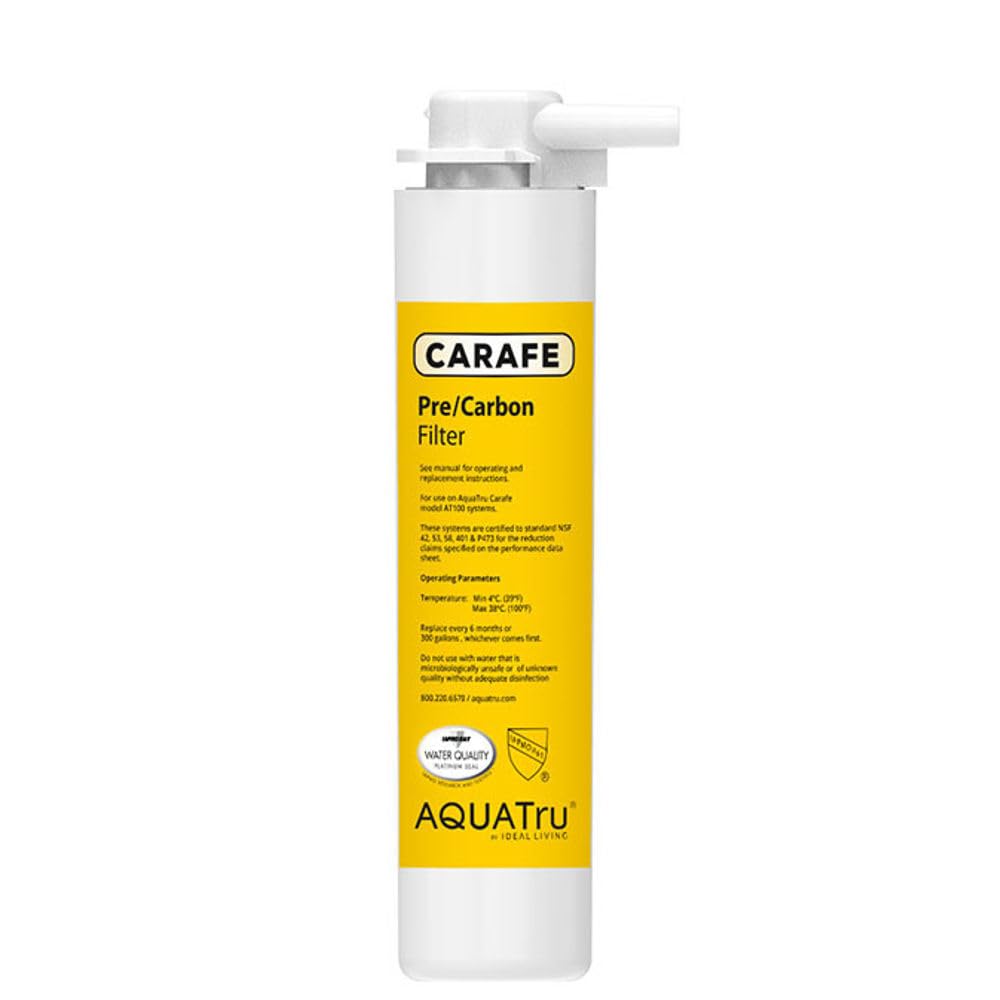 AquaTru Carafe AT100 2-Stage Pre/Carbon Filter | Reduces Sand, Silt, Sediment, Rust, and Particles | Activated Carbon Reduces Chlorine Taste and Odors