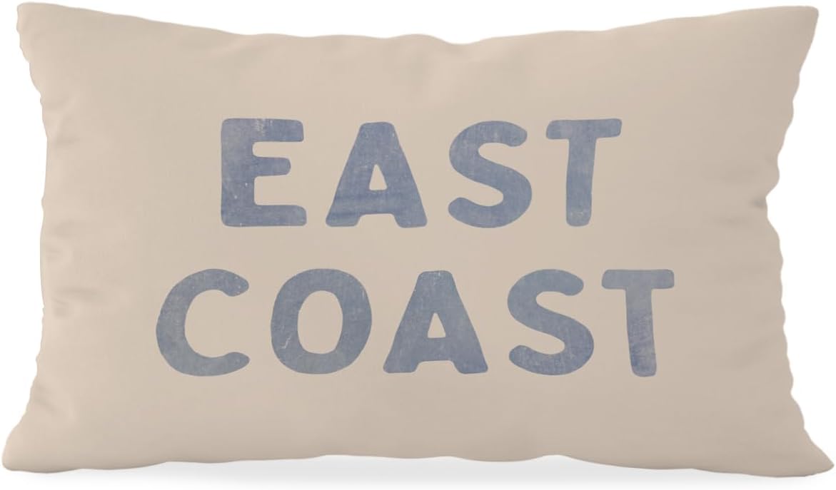 Blue Coastal Throw Pillow Cover 12x20, Coastal Room Decor, Blue Dorm Decor, Coastal Preppy Trendy Retro East Coast Coquette Decor for Girls Room College Sofa Couch