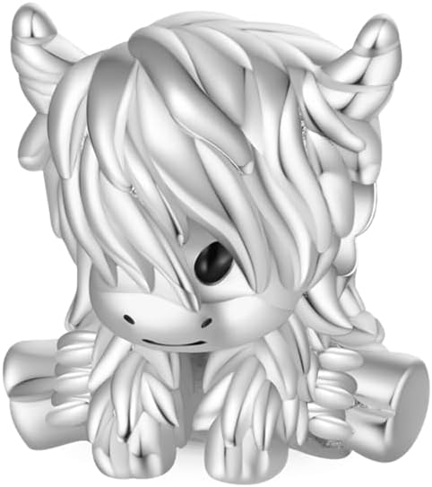 GNOCE Scottish Highland Cow Charm Sterling Silver Charm Bead for Women Girls Wife Daughter Jewelry Gift