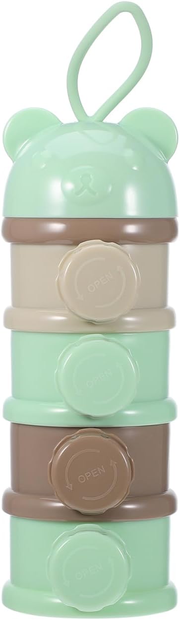Alipis 4 layers baby milk powder formula dispenser, formula dispenser infant milk powder box stackable food snacks storage box formula container for pitcher travel nutramigen formula (light green)