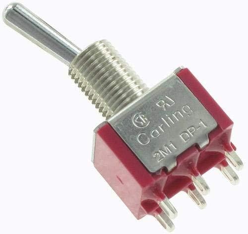 Carling Technologies 2M1-DP1-T1-B1-M1QE Switch, MINI Toggle, 2 POLE, ON-NONE-ON, Solder LUG