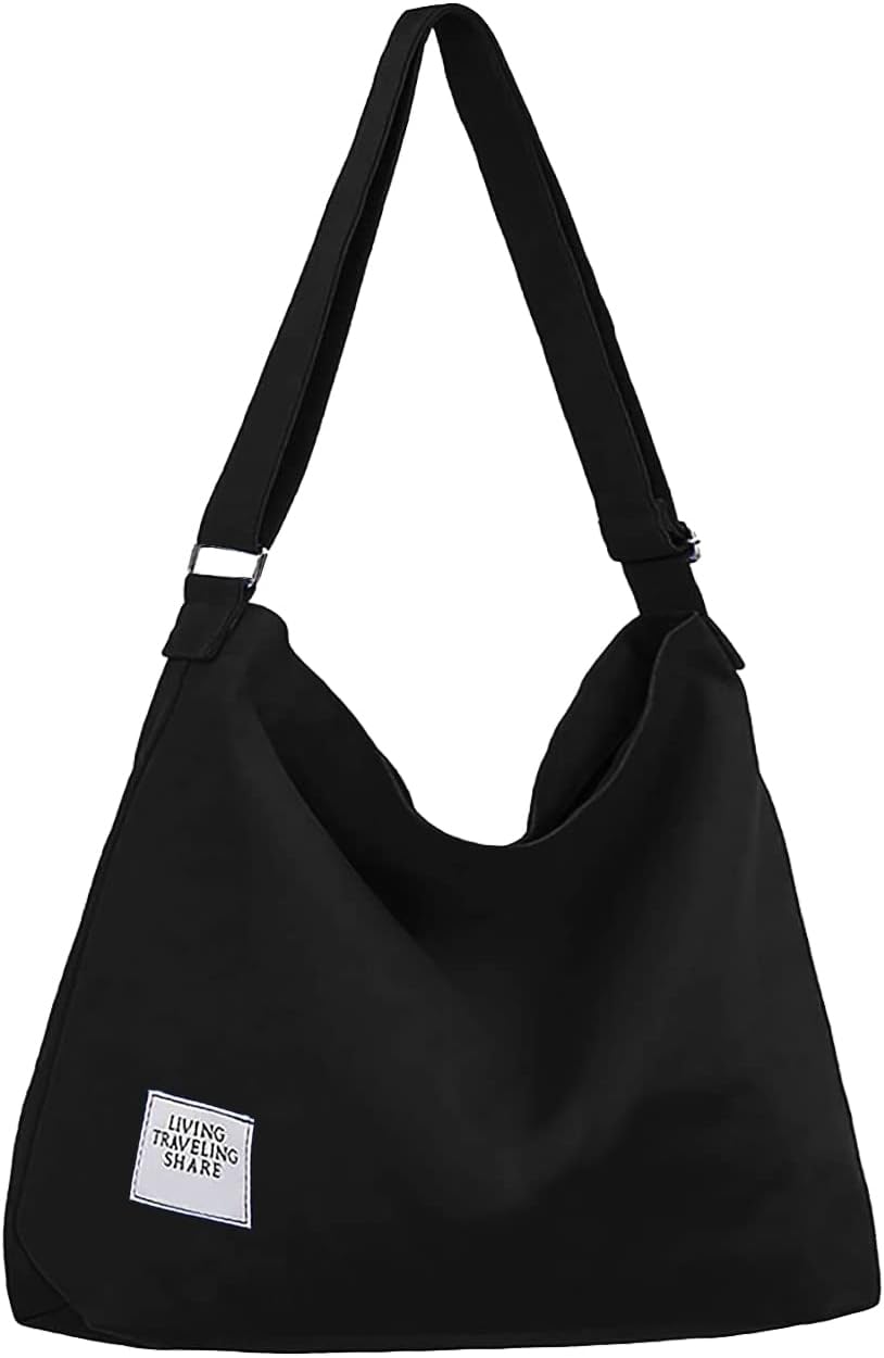 ZhengYue Hobo Bag, Women's Canvas Handbag Crossbody Bag Beach Bag Simple Shoulder Bag Ladies Large Cotton Tote Handbag Girls Shopping Bag for Travel Daily Use