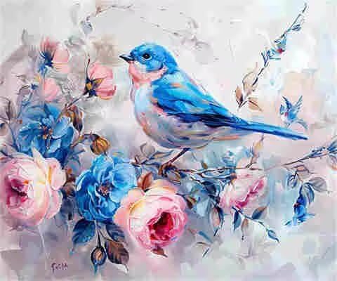 Paint by Numbers Kit for Adults, Bird Flower by Numbers for Beginners, Acrylic Paint with 6 Brushes, Oil Painting for Wall Decor (110x85cm, No Frame) MK22
