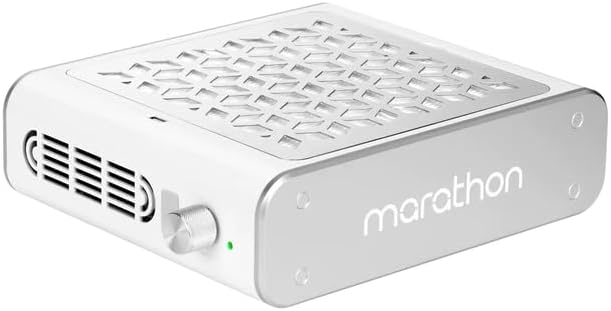 Marathon 65W Nail Dust Collector with HEPA Filter, USB LED Lamp, Professional Manicure & Pedicure Dust Extractor, White