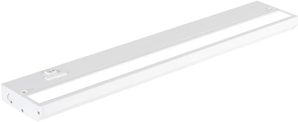 NSL LED Under Cabinet Lighting Dimmable Hardwired or Plugged-in Installation - 3 Color Temperature Slide Switch - Warm White (2700K), Soft White (3000K), Cool White (4000K) - 18 Inch White Finish