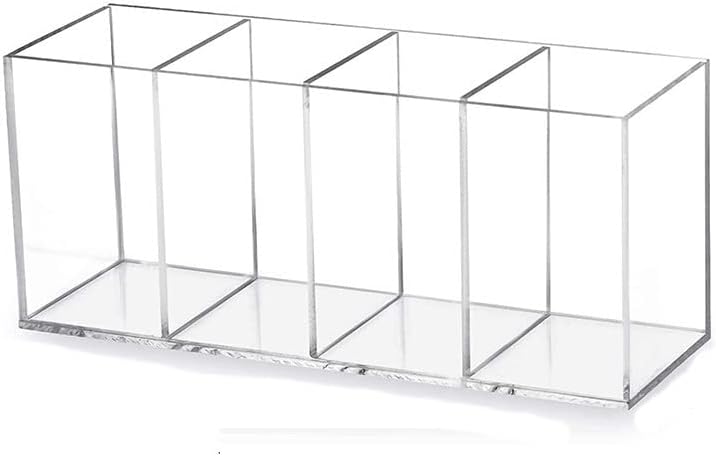Acrylic Pen Holder 4 Compartments Clear Pencil Holder Organizer Makeup Brush Holder