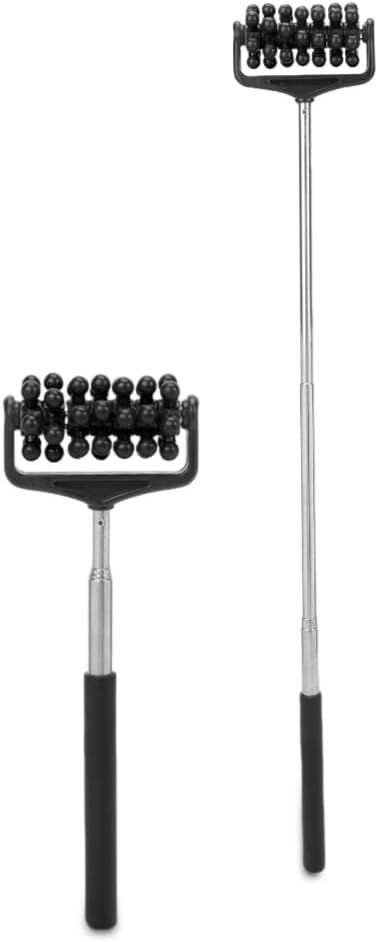 Muscle Roller Stick, Telescopic Body Massage Sticks Tools Massager, Body Roller Brush, Adjustable Back Head Arm Scratch Roller Tightness(Black)