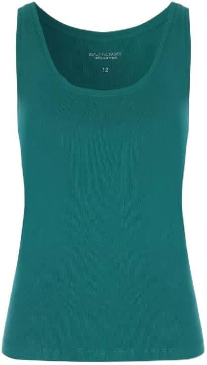 NY Deluxe Edition Womens Ladies Plus Size Plain Ribbed 100% Cotton Vest Top Summer Casual Loungewear Top UK Size 16-28