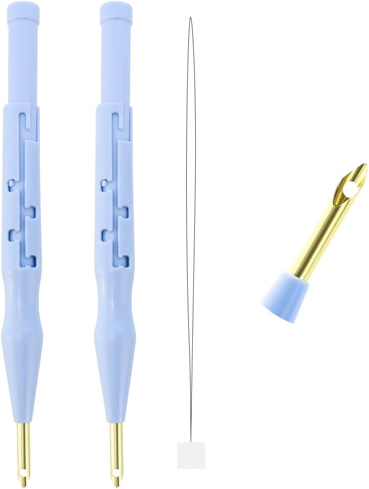 2 Pack Adjustable Embroidery Punch Needle Pen Tool, Felting Threader Needle for Embroidery Rug DIY Handmade Art Crafts Stitching Applique Embellishment