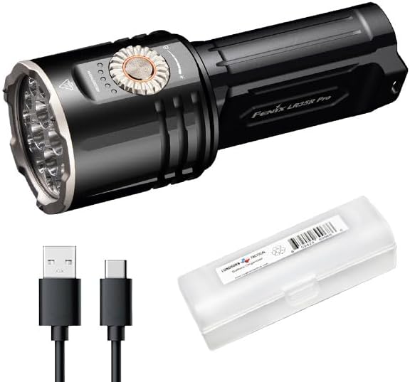 Fenix LR35R Pro 10,000 Lumen Ultra Bright Flashlight with Red Light and UV Light, and Lumentac Organizer