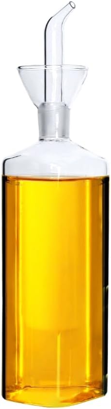 Lanhope Oil Bottle Glass Olive Oil Dispenser Bottle Glass Cooking Oil Vinegar Measuring Dispenser With Spout for Kitchen and BBQ (500ml/17.6oz)
