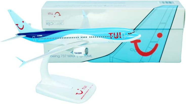 AeroClix Model Airplane TUI Boeing 737 Max 8 'Malta' in 1/200 Scale Plane Model for display with stand, push together Model Aircraft for collectors, 21cm length