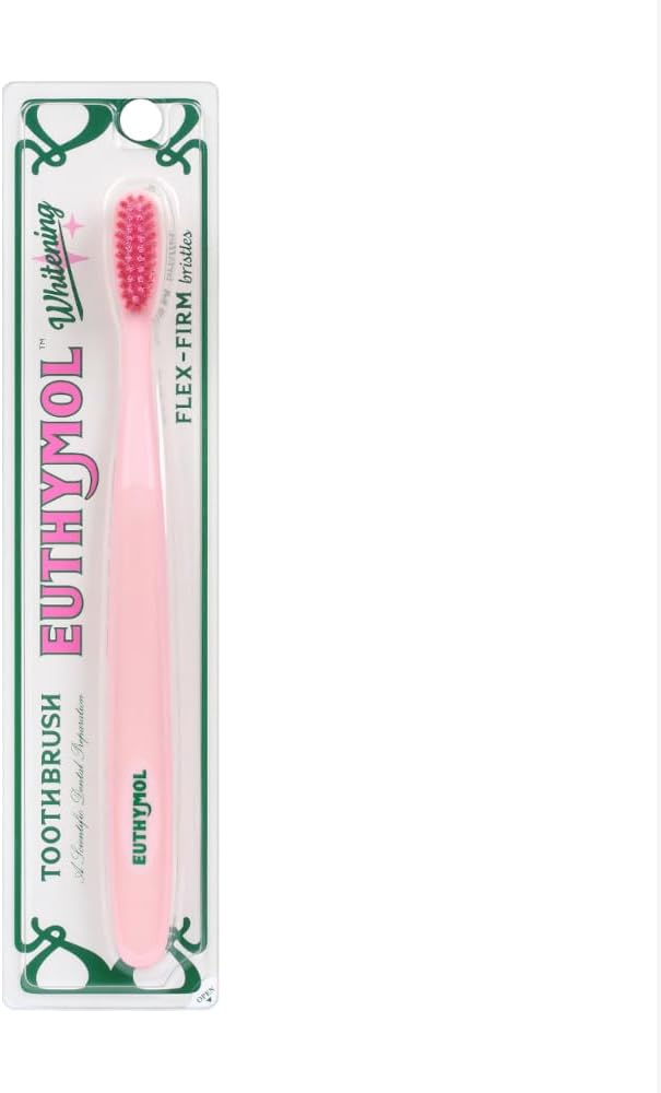 Euthymol Whitening Toothbrush (Pink), Compact Small Full Head, High-Strength Micro Soft bristles, Deep Cleaning, Sensitive Gums Teeth, Daily Oral Enamel Dental Care