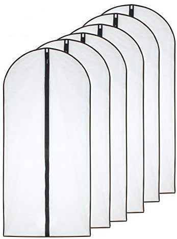 Moth Proof Garment Bags 60 x 120cm(24'' x 48'') Black Side Breathable Clear Garment Full Zipper Bags for The Winter Coats Jackets Clothes(Pack of 6)