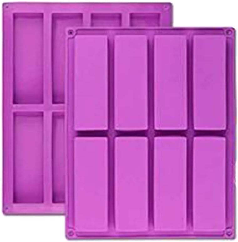 2PCS 8 Cavity Large Rectangle Granola Bar Silicone Moulds Nutrition/Cereal Bar Moulds Energy Bar Maker for Chocolate Truffles Bread Brownie Cornbread Cheesecake Pudding Butter Molds