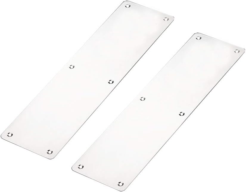 Door Finger Push Plate, Pack of 2 KAIISSA Fire Door Finger Plate/Push Plate 300 x 80mm Stainless Steel Brushed Plate Door/Bottom Door Protection with Holes and Screws - Square Corner