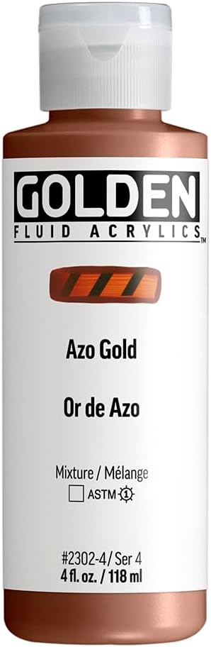 GOLDEN Fluid Acrylics, Azo Gold, 4 fl. oz. Bottle